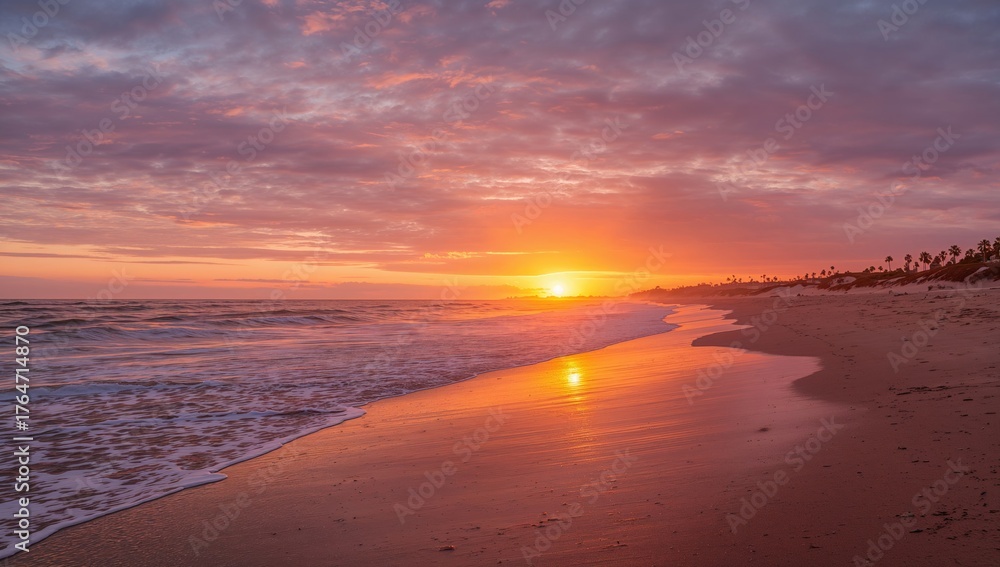 Fototapeta premium Dawn over the ocean with natural scenery and vibrant skies