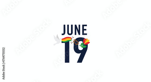Celebratory Illustration Marking June Nineteenth: A Day of Emancipation and Freedom, a Symbolic Vector Design Conveying Themes of Liberation and