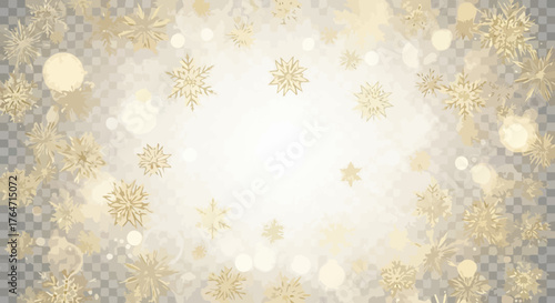 Golden Snowflakes on Transparent Background Festive Winter Design