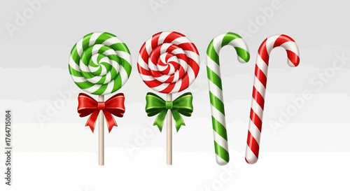 Festive Candy Cane and Lollipop Set for Holiday Designs