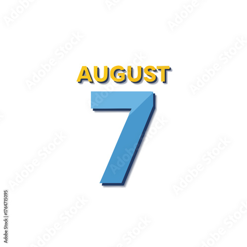 August Seventh: Graphic Depiction of a Calendar Date with Modern Minimalist Style representation design that is perfect for reminders and scheduling