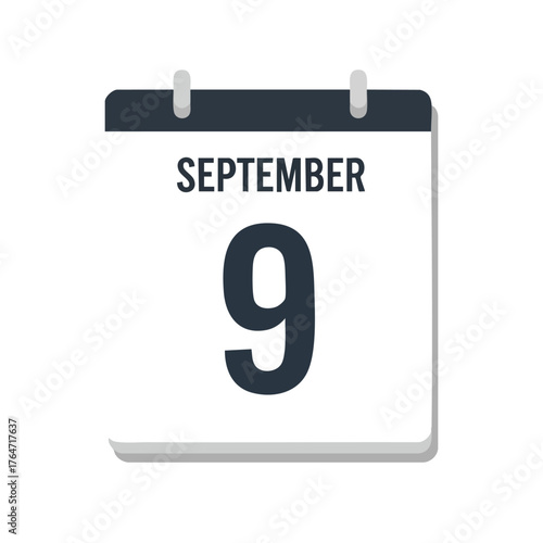 Calendar Illustration Featuring September 9th, Marking a Specific Date and Event Visualization