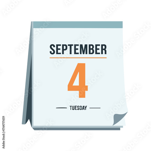 Stylized calendar page showing September 4th on a light blue background, simple design