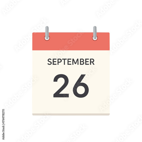 September twenty-sixth calendar illustration conveying date specific scheduling and reminder concept for projects or events representation reminder