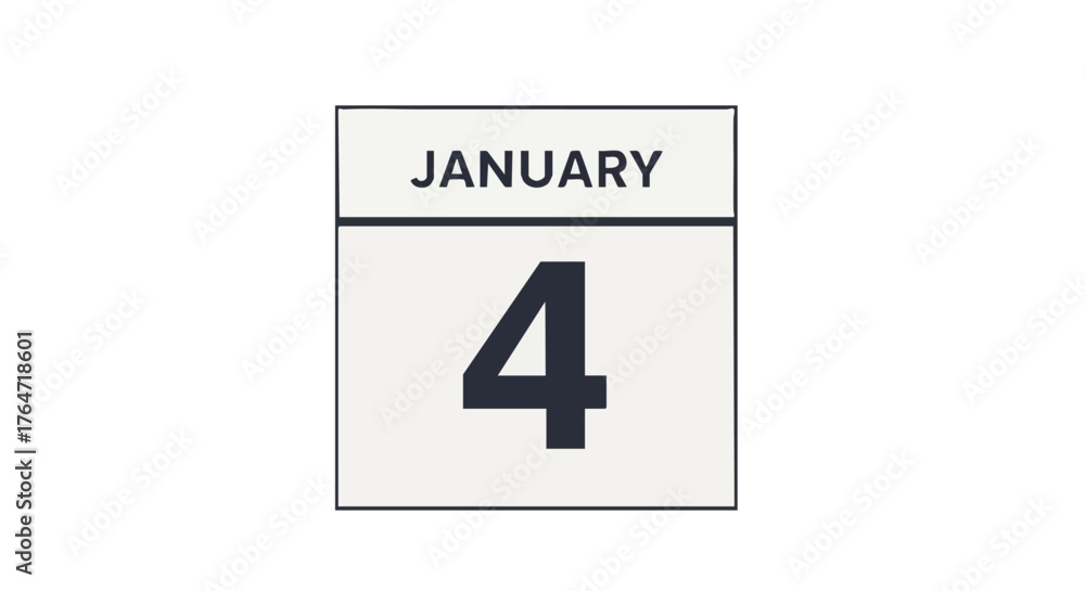 Fototapeta premium January 4th Calendar Icon: A Simple and Striking Date Reminder for Planners and Schedules