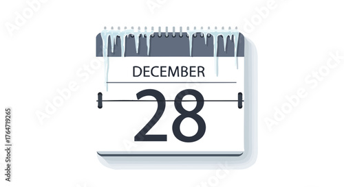 Icy December twenty eighth calendar signifies end of year anticipation for new year beginnings and winter holiday season approaching countdown 2023
