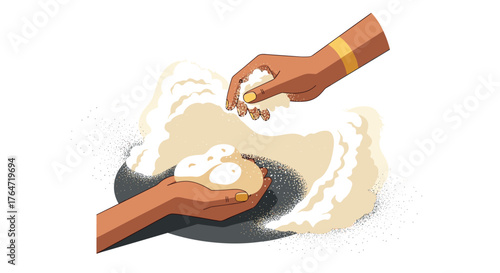 Elegant handwashing ritual depicted in modern vector art