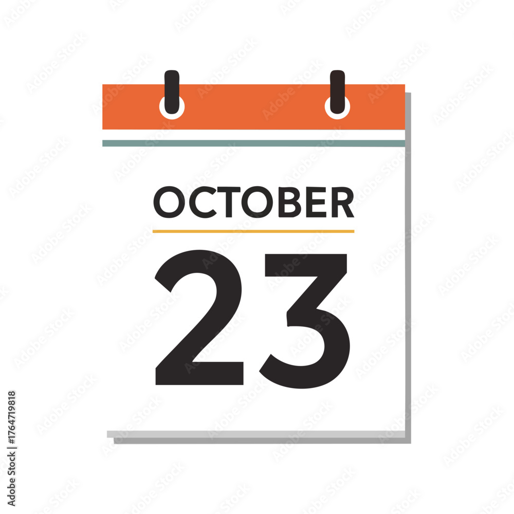 Fototapeta premium Illustrative depiction of a calendar page displaying the date october 23rd marked for scheduling or reminders