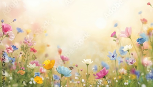 Colorful petals border design with a floral theme