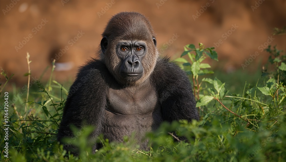 Naklejka premium Juvenile Eastern Lowland Gorilla, Gorilla gorilla graueri