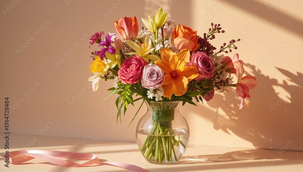 Obraz premium Spring blossoms in a vase symbolizing festive occasions such as Mother's Day or Women's Day