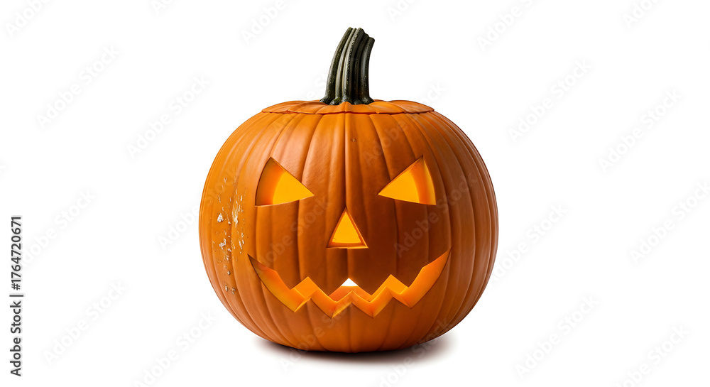 Obraz premium Full Body Halloween Pumpkin Isolated on White Background with Clipping Path for Stock or Design Use