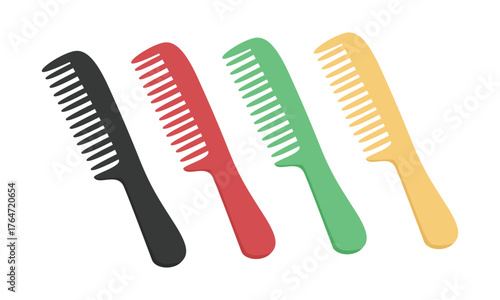 Cartoon comb vector set. Hairbrush clipart. Hair accessories. Flat vector in cartoon style isolated on white background.
