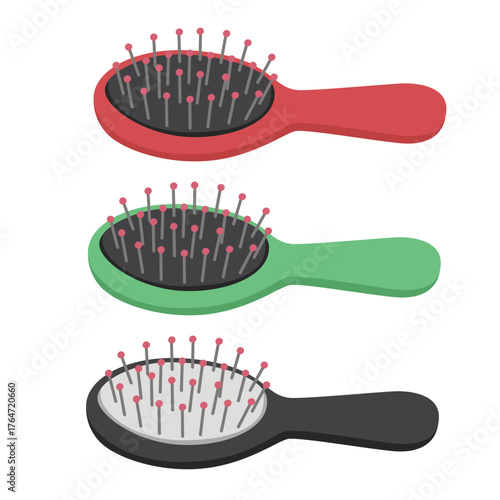 Hairbrush vector. Comb clipart. Hair accessories. Flat vector in cartoon style isolated on white background.