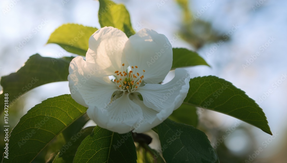 Fototapeta premium Close-Up of White Blossoms on Fruit Trees in Spring