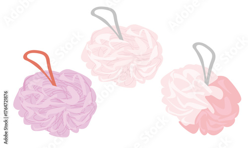 Bath sponge vector in flat design. Cartoon sponge clipart isolated on white background. Bathroom accessories, body care product. Cleaning tool.