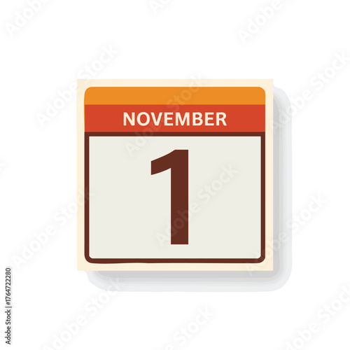 Stylized calendar icon representing November 1st with clean design elements and a retro color palette date indication