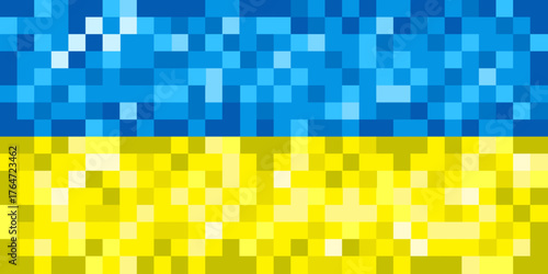 Pixel art. Vector illustration Pixel retro effect  Ukraine flag template design. Perfect Ukrainian flag for modern web banner background independence day concept. EPS 10