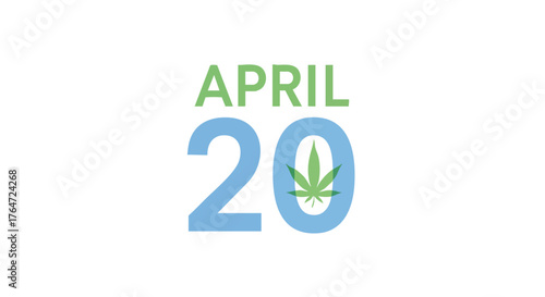 April 20th Celebration: A Modern Symbol of Culture and Leisure in Green and Blue Tones, Expressing Themes of Relaxation and Community