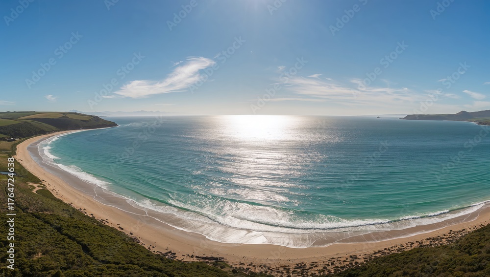 Fototapeta premium Scenic view of a seaside shore with natural beauty and blue waters
