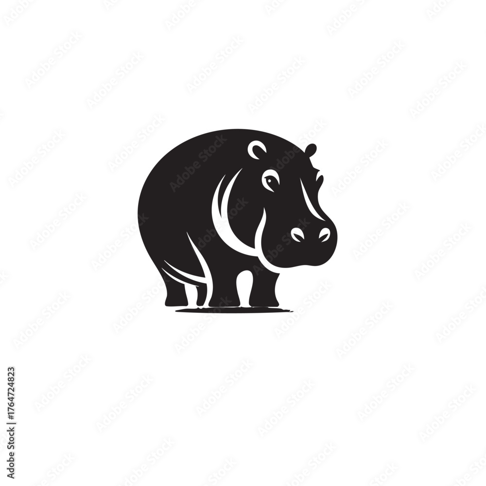 Obraz premium hippopotamus black and white animal silhouette vector