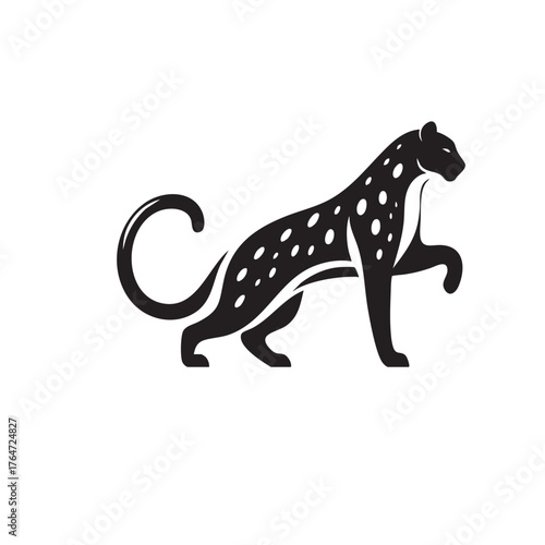 leopard black and white animal silhouette vector