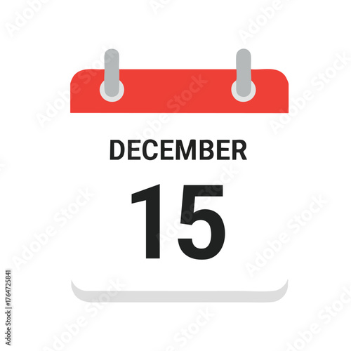 Graphical december fifteenth date representation with a calendar icon display illustration to emphasize an essential time schedule