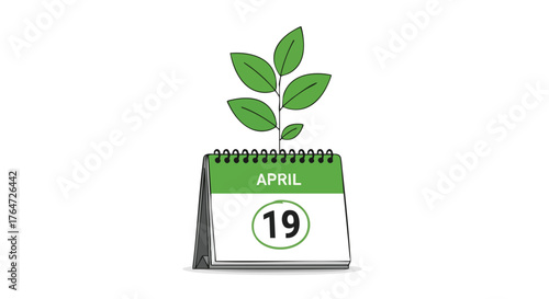 Symbolic depiction of April 19th marked with fresh plant growth representing new beginnings and environmental awareness