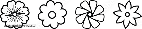 flowers icon set line black, isolated on a white background, decorative nature clipart symbol vector illustration
