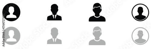 Profile icon in modern minimal style featuring user silhouette, account avatar symbol, personal ID graphic for apps, web interfaces, login screens, contact lists, social media profiles, and UI design