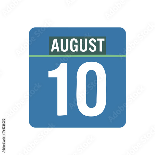 August tenth graphic reminder date illustration on a blue calendar icon date-specific marking system scheduling assistance planning visuals 158