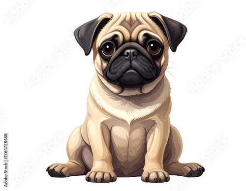 Niedlicher kleiner Mops, transparenter Hintergrund, PNG