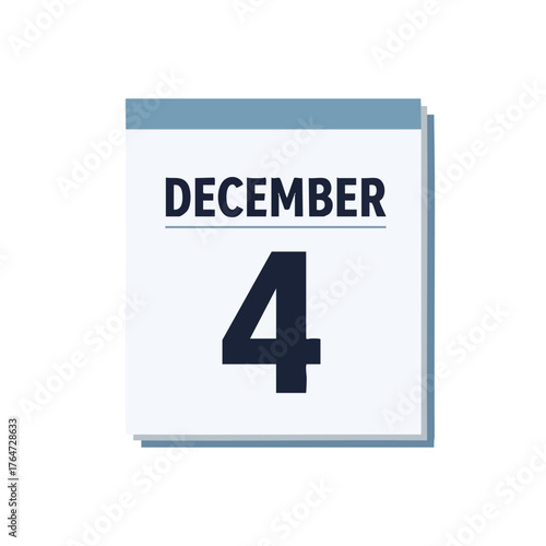 Fourth of December graphic calendar illustration depicting a specific date remembrance of a significant event planning meeting scheduling