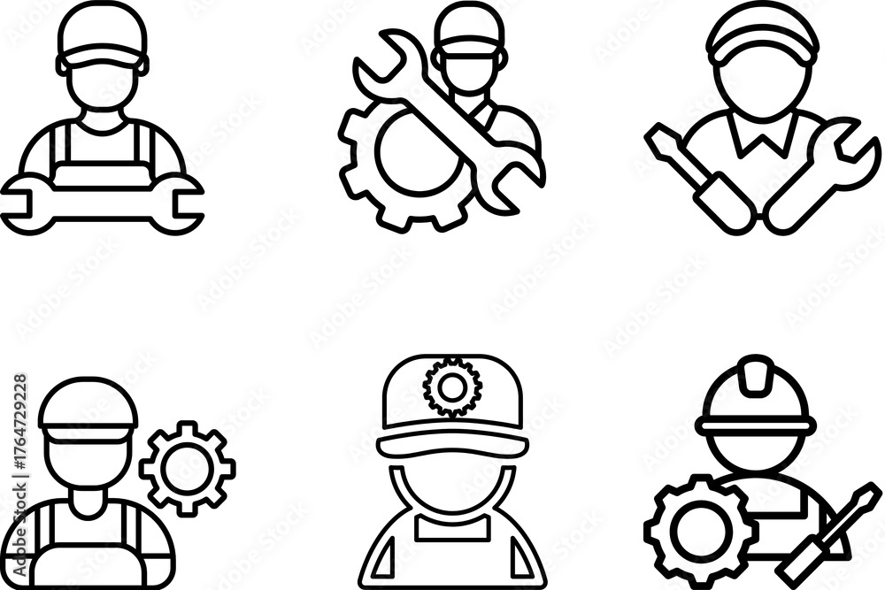 Fototapeta premium Mechanic Icons A Set of Service and Repair Symbols for Various Design Applications