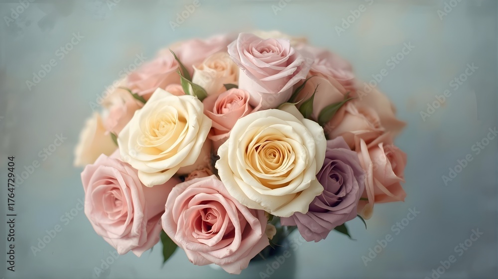 Fototapeta premium Romantic pastel rose bouquet – elegant vintage floral photography in soft light