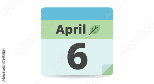 Colorful April 6th calendar icon symbolizing an important day or date with a clean and contemporary aesthetic, perfect for reminders