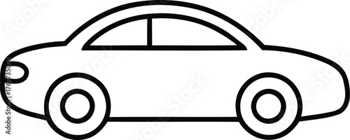 Minimalist classic car side view icon for transport and mobility