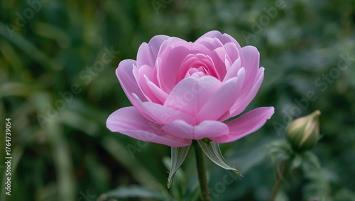 Fototapeta Naklejka Na Ścianę i Meble -  Close-up of a blooming pink flower with detailed petals