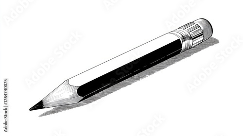 Detailed Hand-Drawn Illustration of a Pencil
