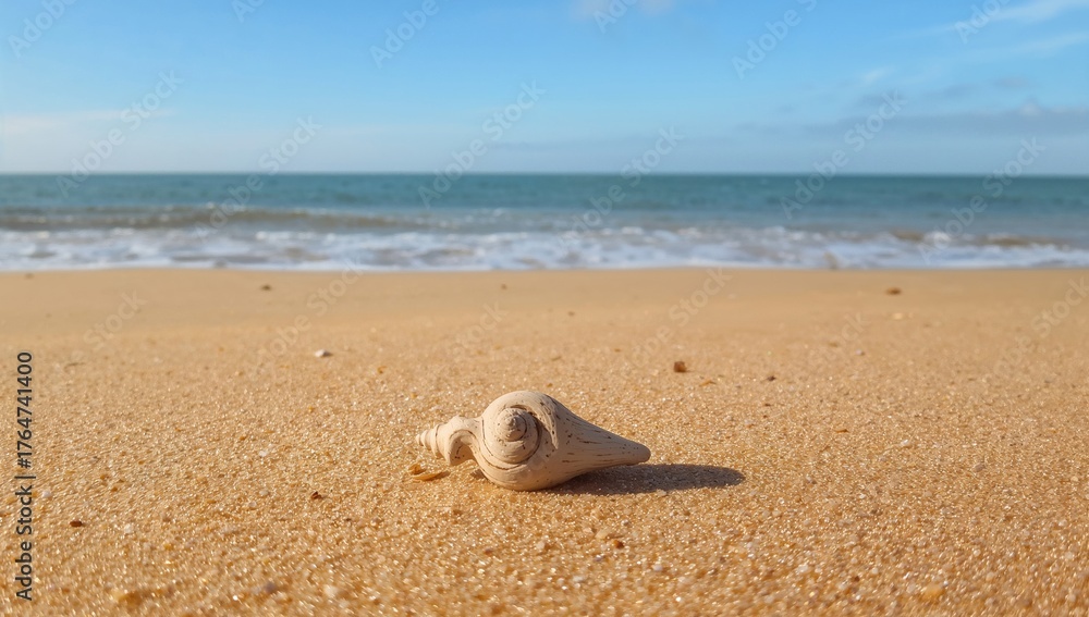 Obraz premium Shell resting on sandy shore