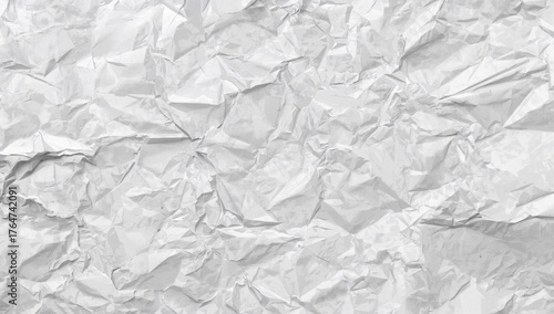Blank white textured paper with wrinkles and creases, horizontal vector background