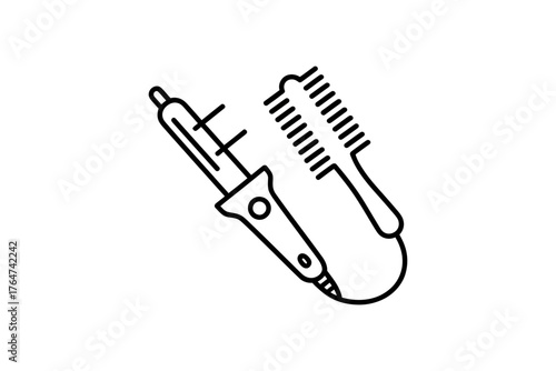 Vector illustration of hot comb and pressing comb for hair styling use