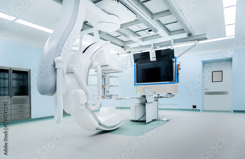 Modern operating room with angiography X-ray machine