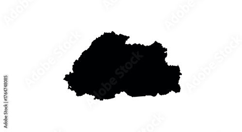 Black silhouette of bhutan map on white background