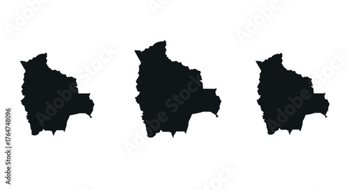 Set of bolivia country silhouettes with different sizes on white background
