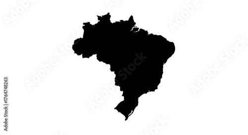 Black silhouette map of brazil on white background