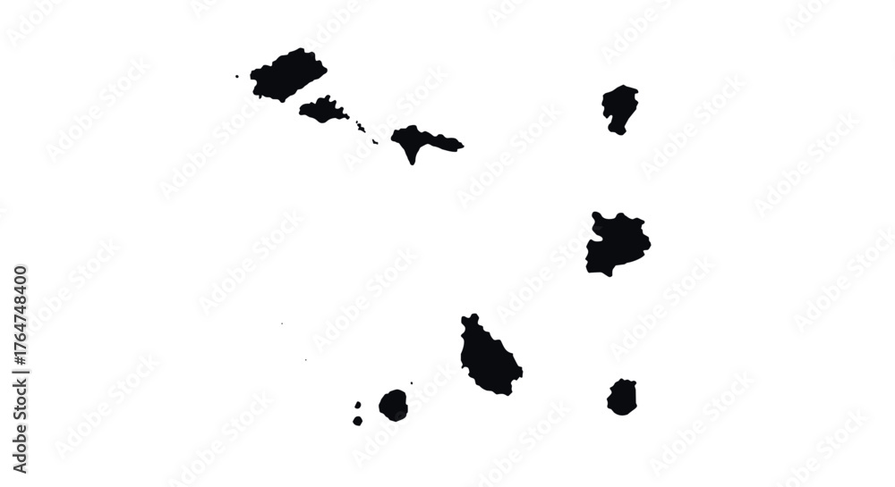 Silhouette map of cape verde islands on white background