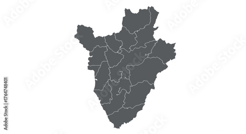 Minimalist map of burundi with distinct regional borders