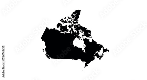 Bold silhouette of canada map in black and white design