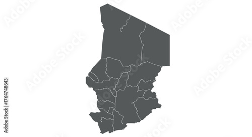 Minimalist map of chad with regional borders